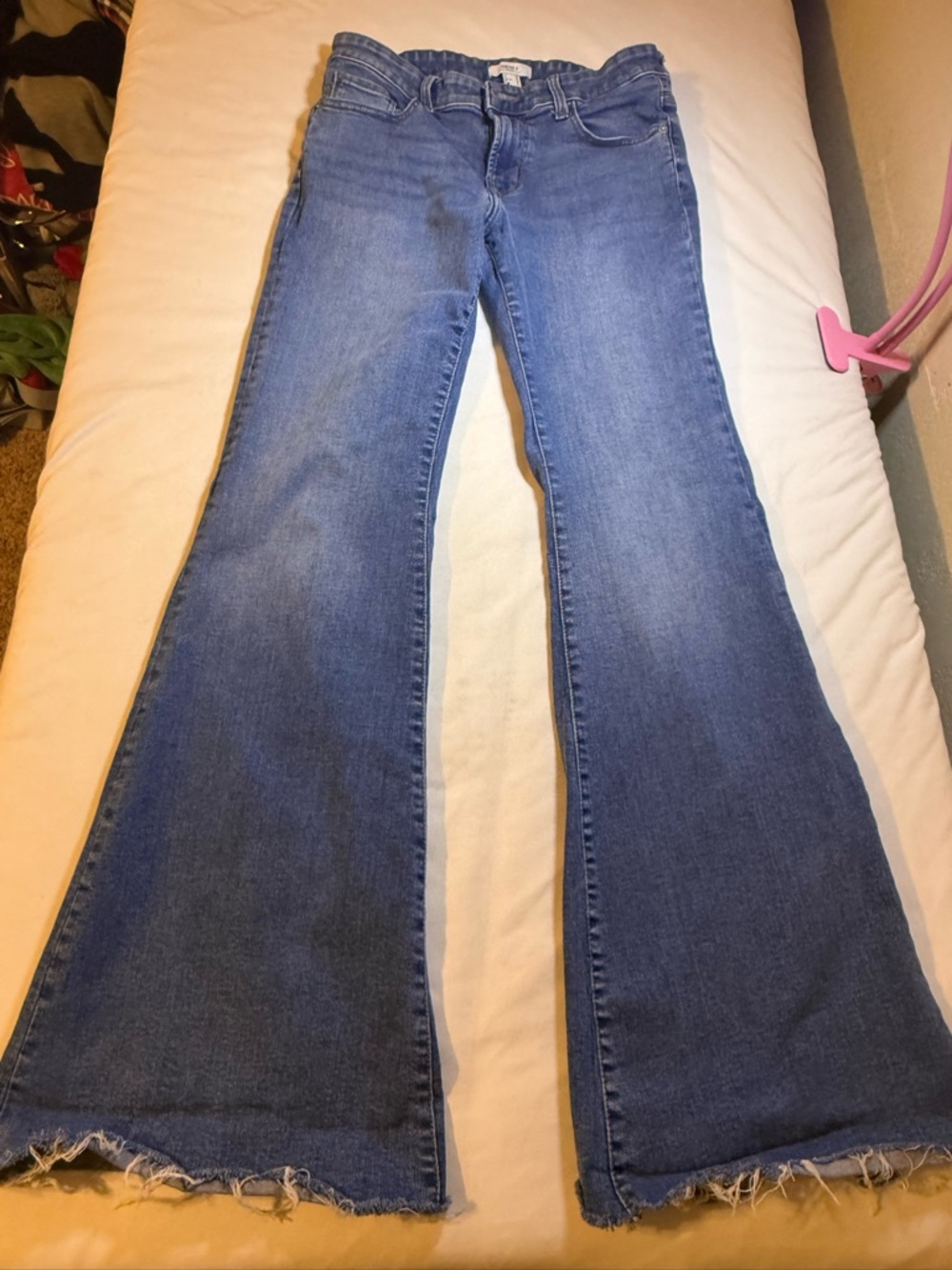 Forever 21 Medium Blue Flare Jeans with Raw Hem